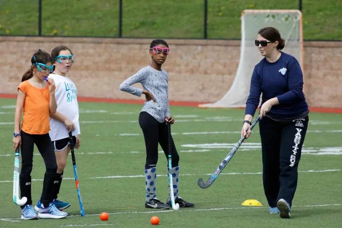 Field hockey coaching and training session